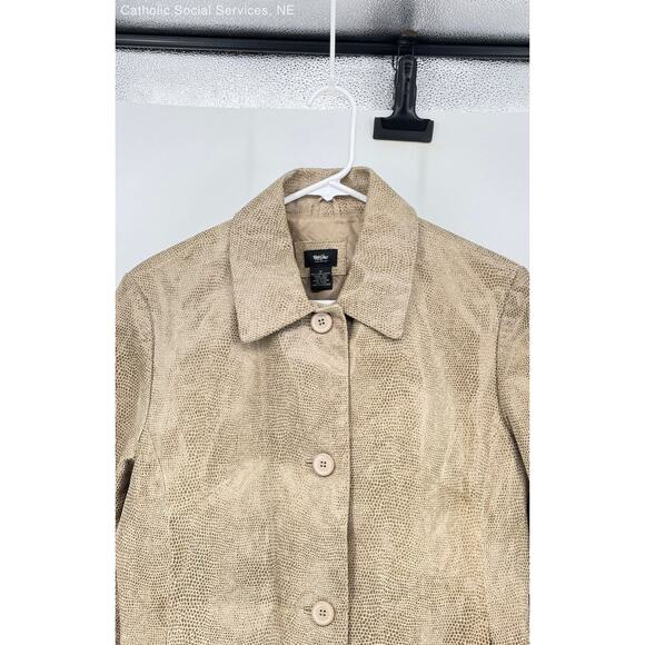 Mossimo Tan Women's Genuine Leather Animal Print Jacket Long‎ Sleeve Size Medium - Picture 3 of 8